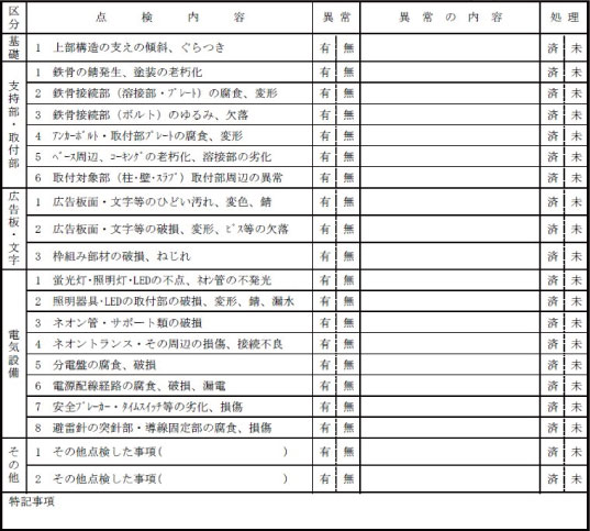 安全点検用紙